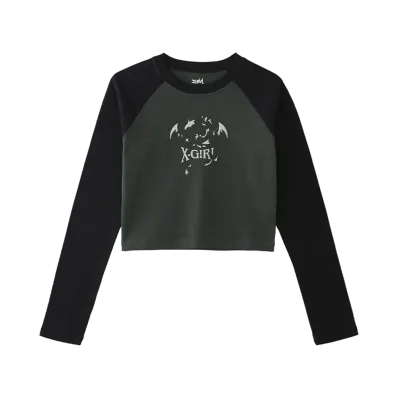 X-Girl Dragon Raglan L/S Baby Tee "Black"
