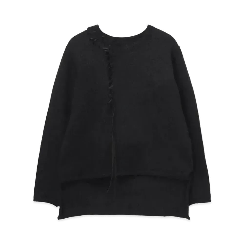 Yohji Yamamoto 5G1P PLAIN STITCH LEATHER STRING DROPPED RN "Black"