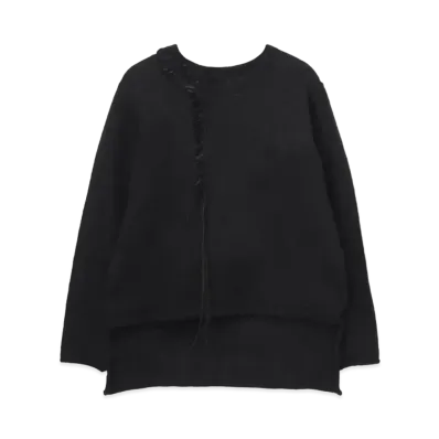 Yohji Yamamoto 5G1P PLAIN STITCH LEATHER STRING DROPPED RN "Black"