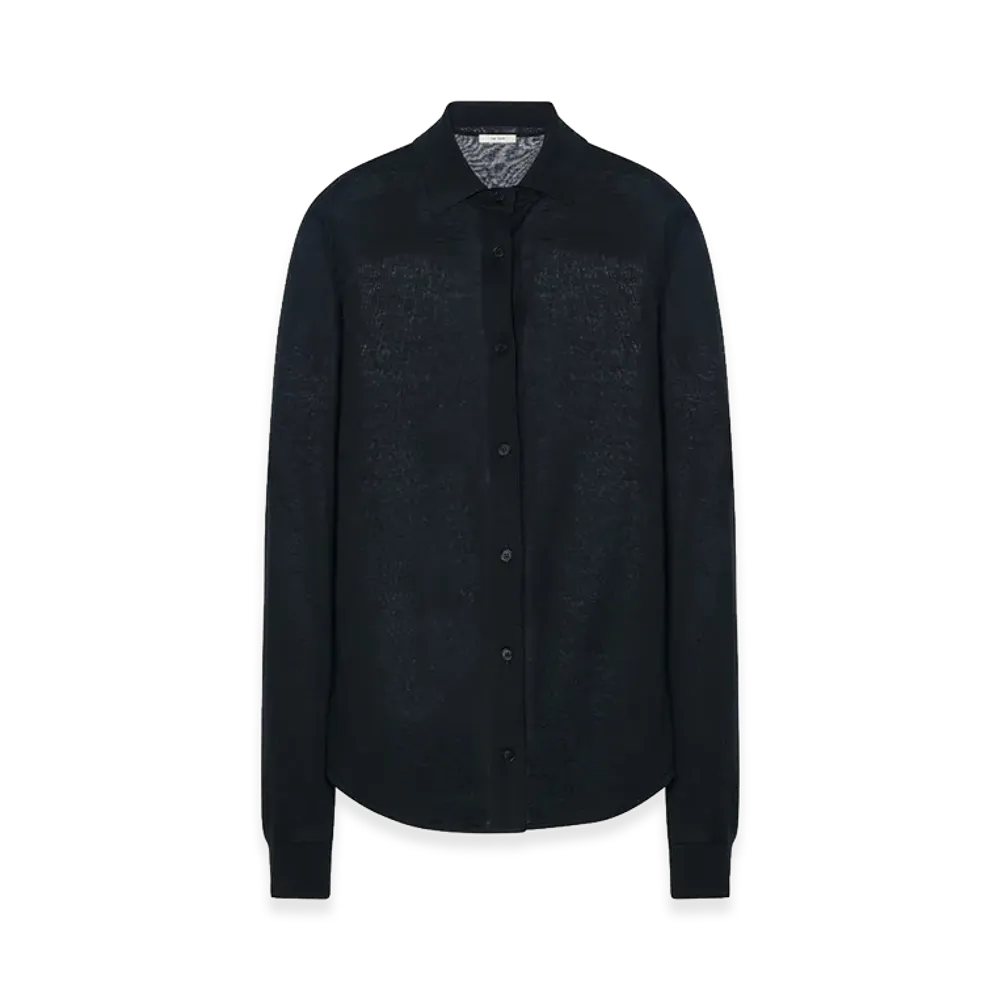 The Row Women's Nafari Cashmere, Silk and Linen Shirt "Black"