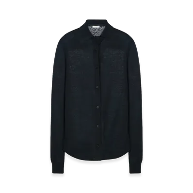 The Row Women's Nafari Cashmere, Silk and Linen Shirt "Black"