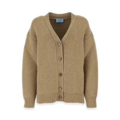 PRADA Women's Wool Blend Oversize Cardigan "Camel"