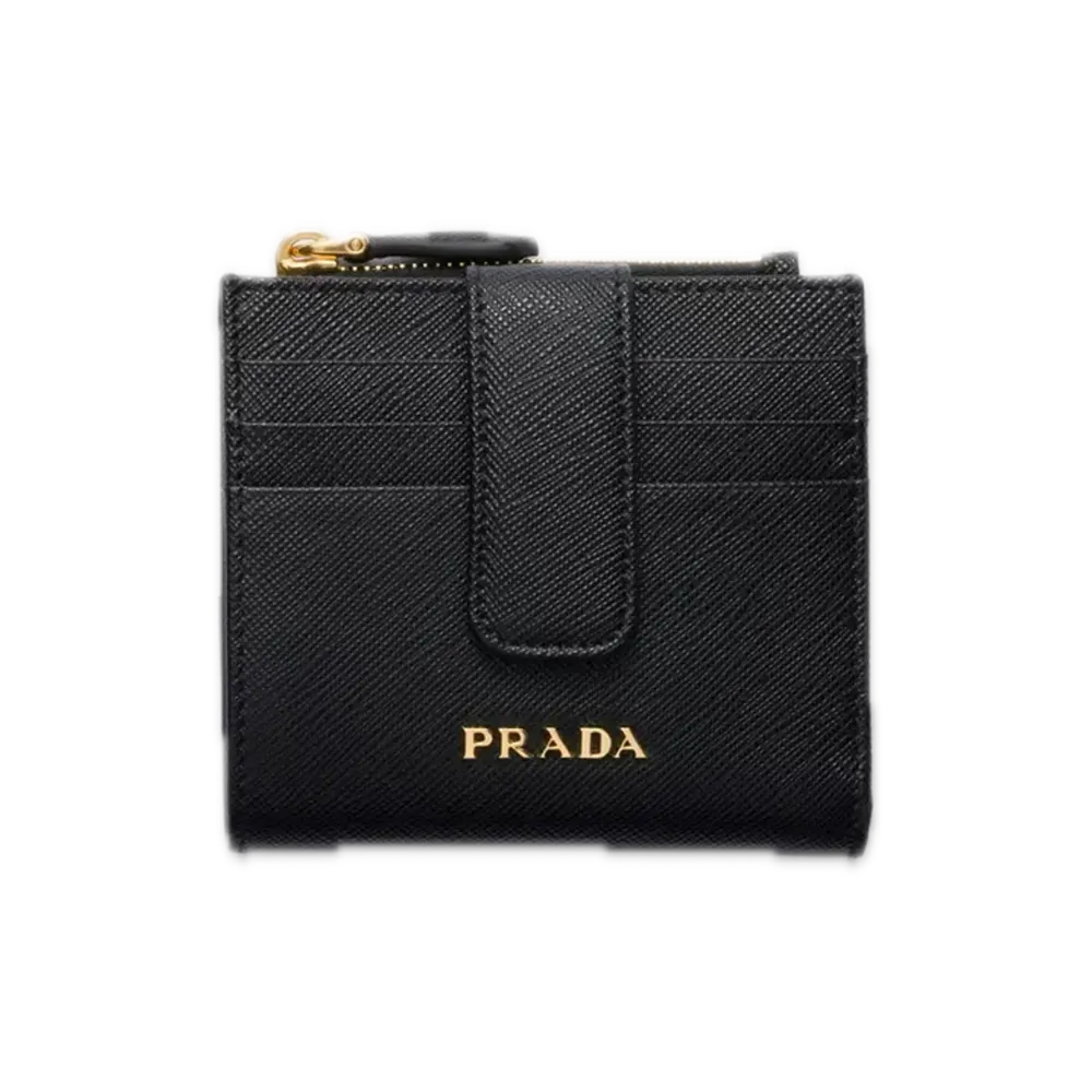 PRADA Saffiano Multicolor Wallet "Black/Pink"