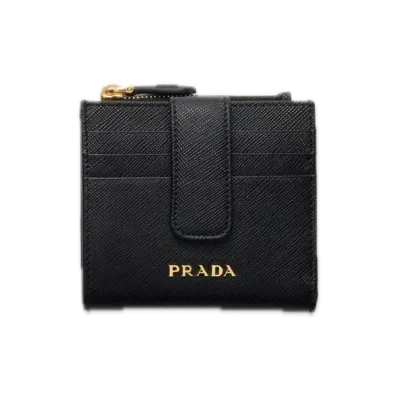 PRADA Saffiano Multicolor Wallet "Black/Pink"