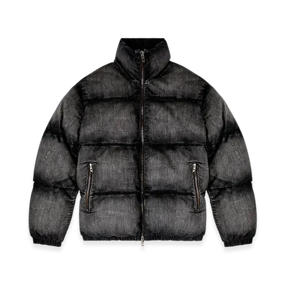Diesel W-Mons-A Faded Denim Puffer Jacket "Black"