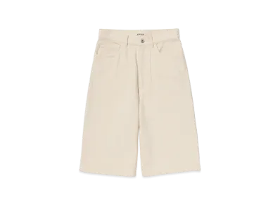 AURALEE Women's Silk Nep Denim 5P Wide Shorts "Ivory White"