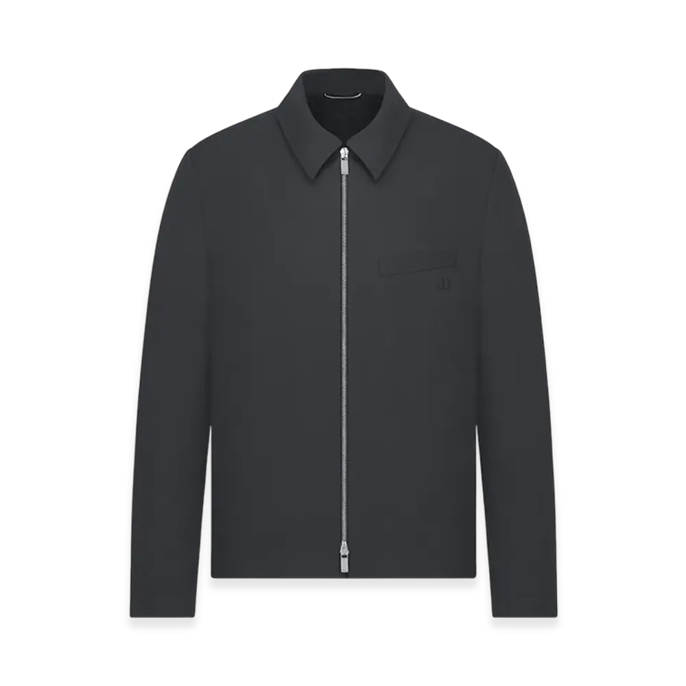Dior Virgin Wool Blend Zipped Jacket "Blue"