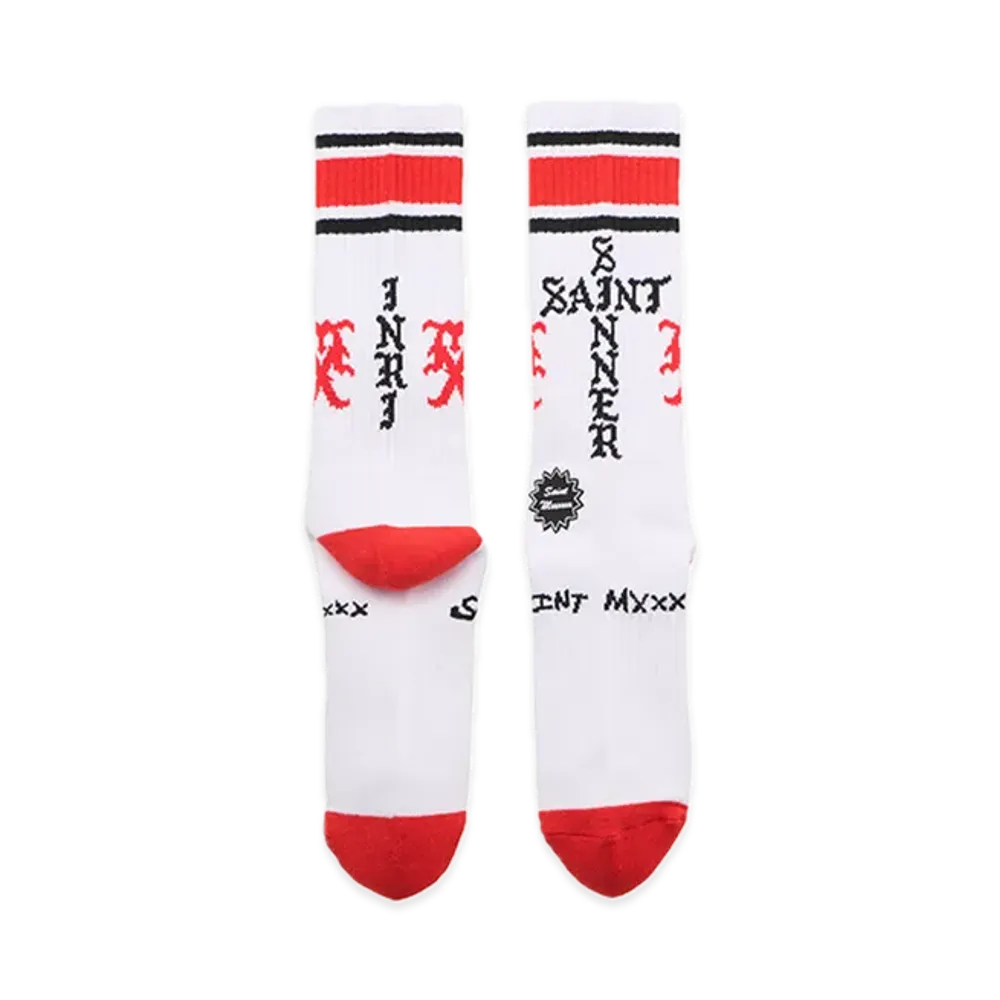 SAINT Mxxxxxx Socks Sinner "White/Red"