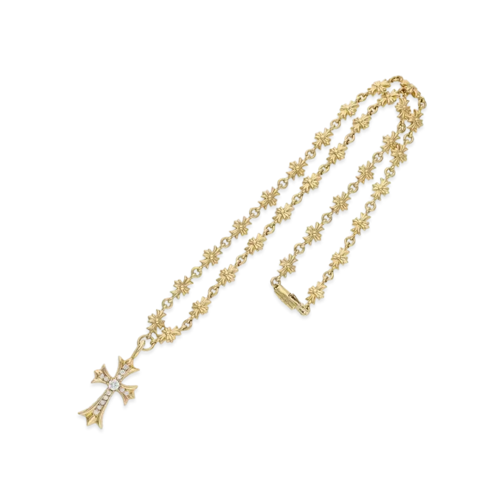 Chrome Hearts 22K Tiny E Fat Cross Necklace "Yellow Gold"