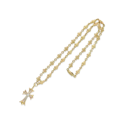 Chrome Hearts 22K Tiny E Fat Cross Necklace "Yellow Gold"