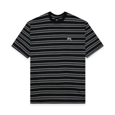 Stussy Henry Striped Crew Tee "Black"