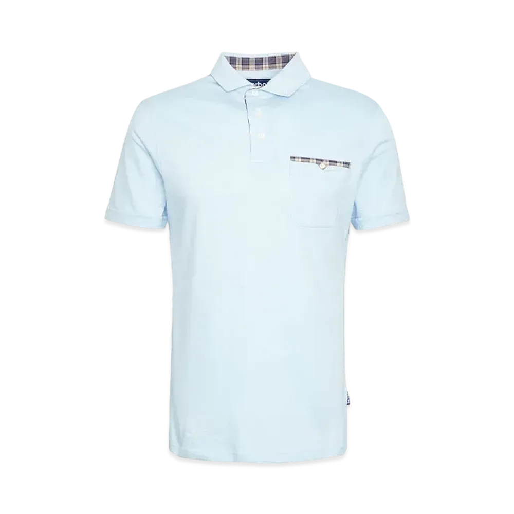 Barbour Corpatch Tartan Check Polo Shirt "Light Blue"