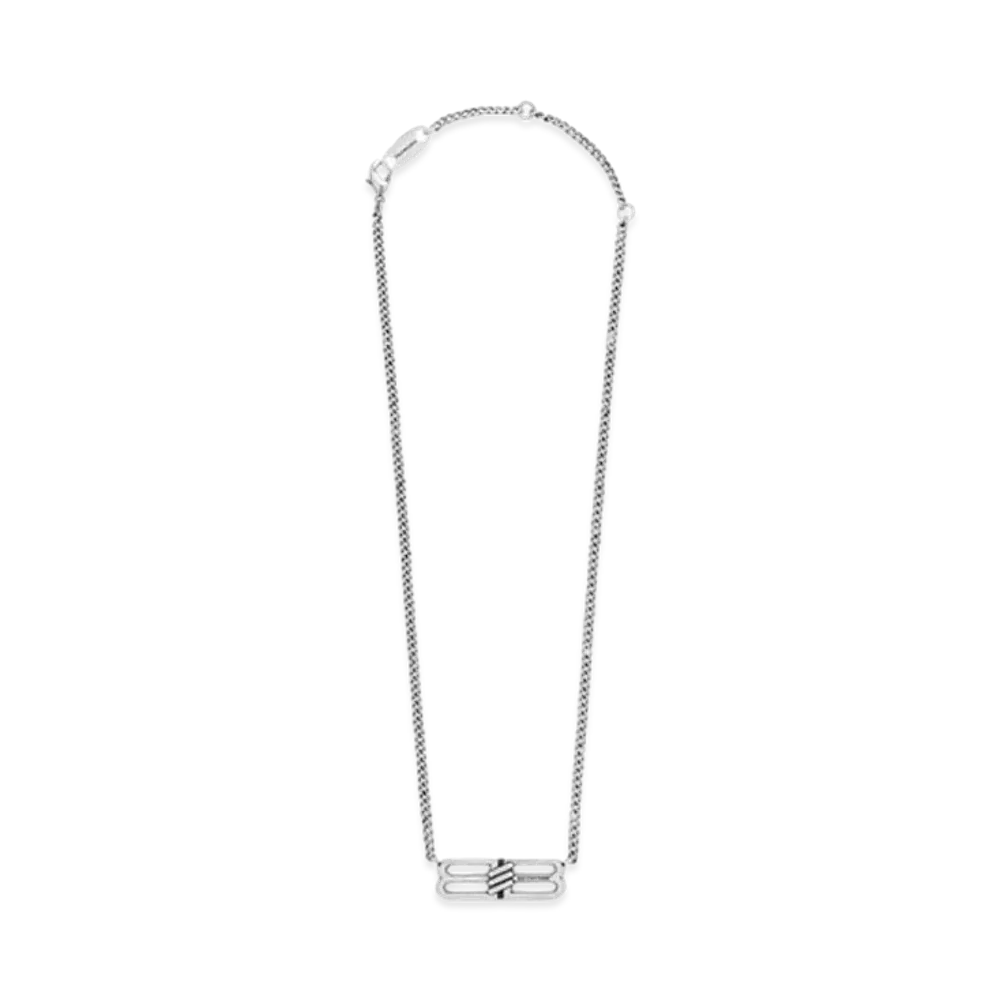BALENCIAGA BB Icon Necklace "Antique Silver"