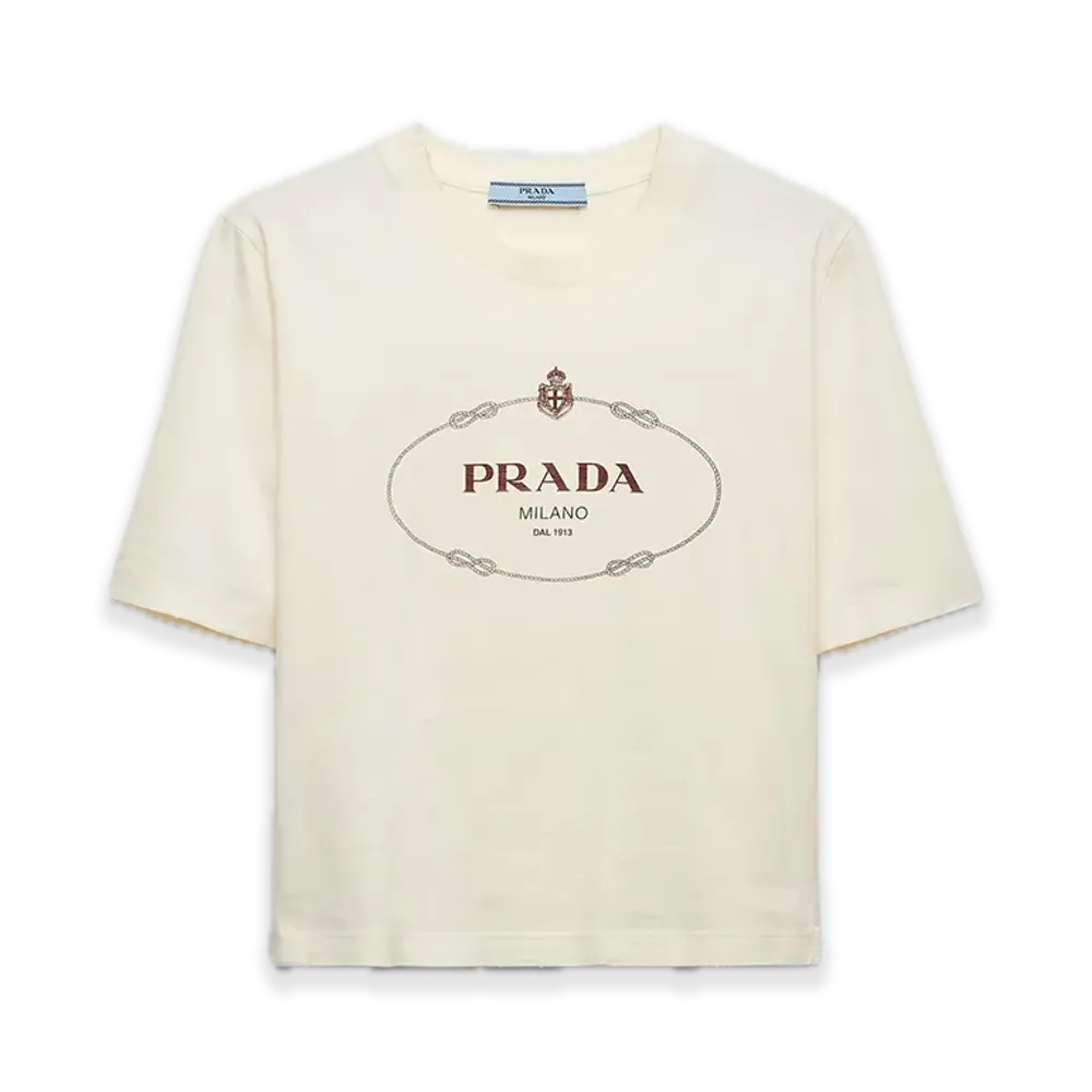 PRADA Printed Jersey Tee "Clay/Bronze/Light gray"
