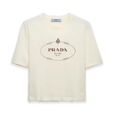 PRADA Printed Jersey Tee "Clay/Bronze/Light gray"