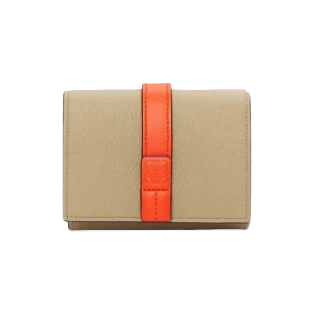 LOEWE Trifold Wallet Soft Grain Calf "Clay Green/Vivid Orange"