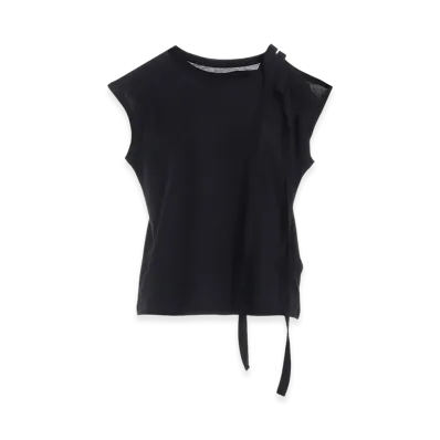 Yohji Yamamoto Supima Single Jersey Strappy Sleeveless Top "Black"