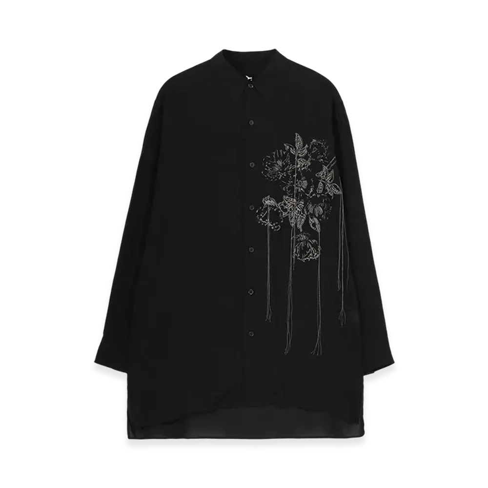 Ground Y Flower Stitch Side Gather Shirt "Black"