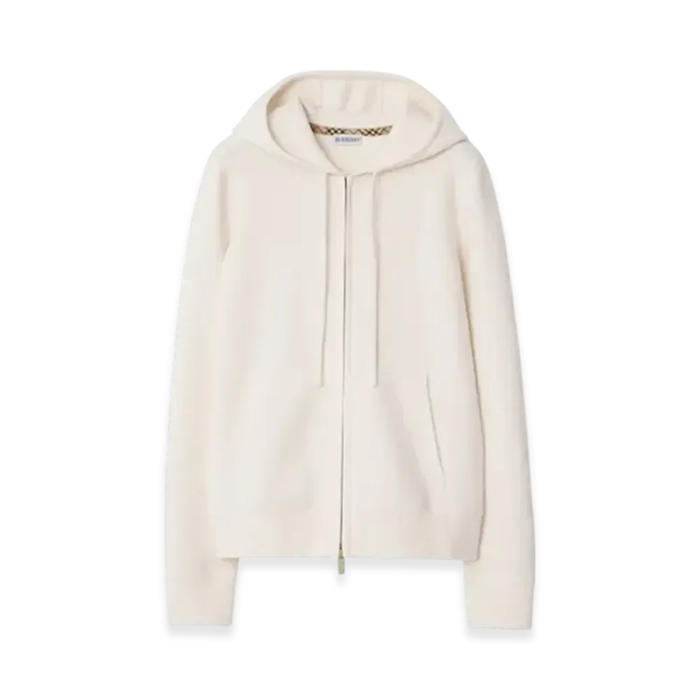 Burberry Cashmere Blend Zip Hoodie "Chalk"