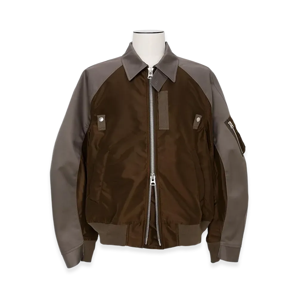 sacai Cotton Chino x Nylon Twill Blouson "Gray/Brown"
