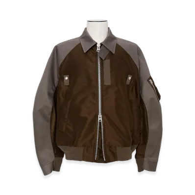 sacai Cotton Chino x Nylon Twill Blouson "Gray/Brown"