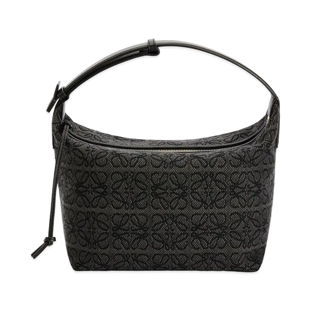 LOEWE Cubi Bag In Anagram Jacquard And Calfskin "Anthracite / Black"