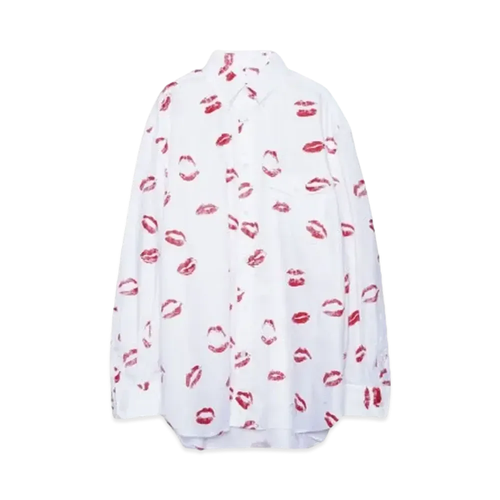 TAKAHIROMIYASHITATheSoloist. back gusset sleeve botton down shirt.(lip patterne) "white"