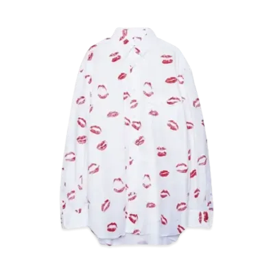 TAKAHIROMIYASHITATheSoloist. back gusset sleeve botton down shirt.(lip patterne) "white"