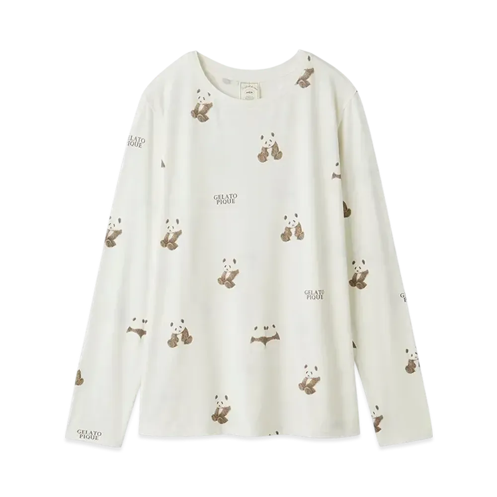 GELATO PIQUE Panda Pattern Long T-Shirt "Off White"