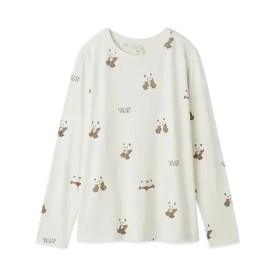 GELATO PIQUE Panda Pattern Long T-Shirt "Off White"
