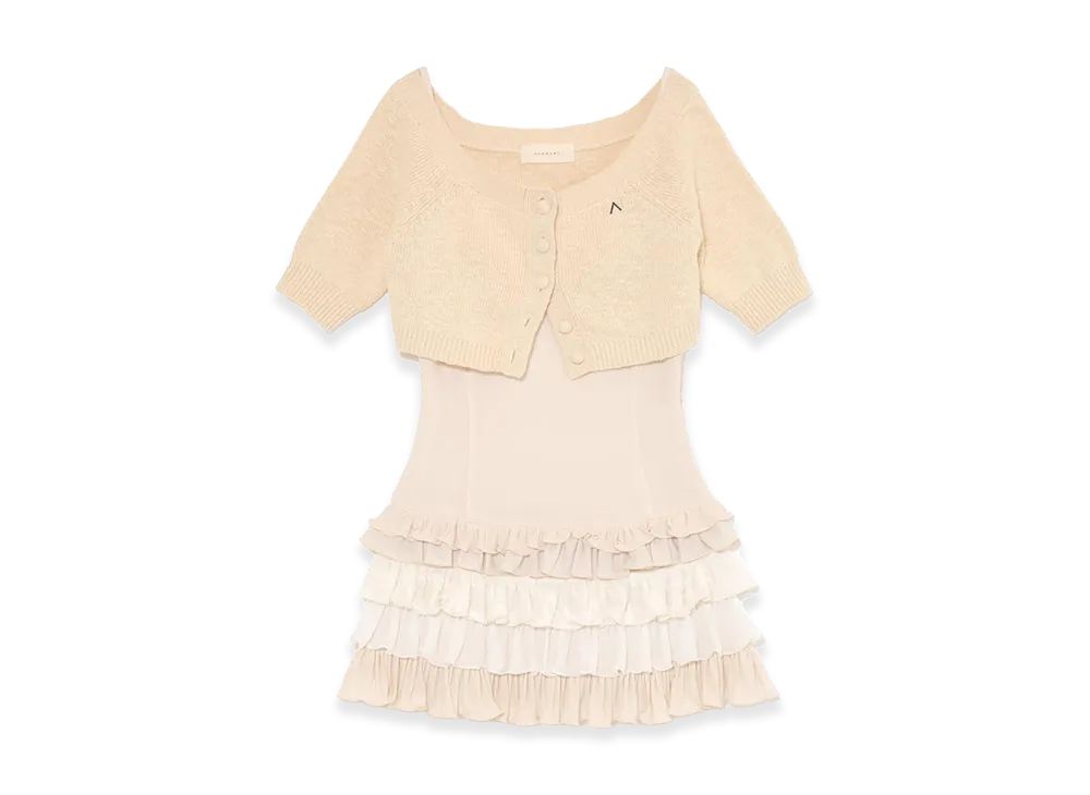 ANDMARY Women's Mew Frill Set Mini Dress "Ivory"