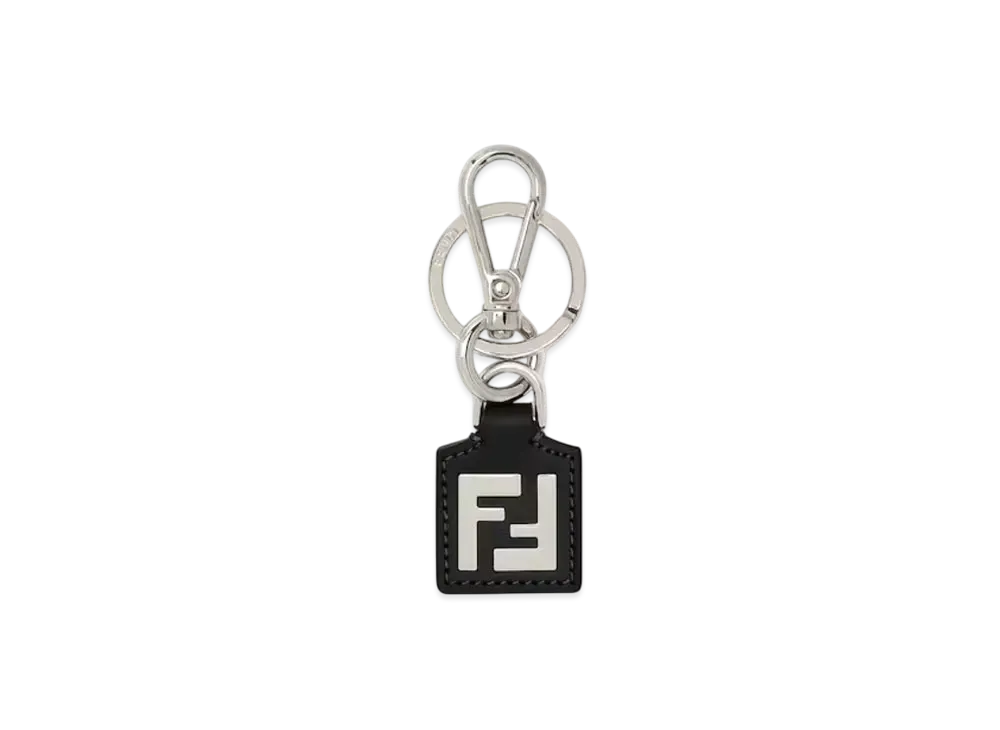 FENDI FF Squared Key Ring FF Canvas and Leather "Black"