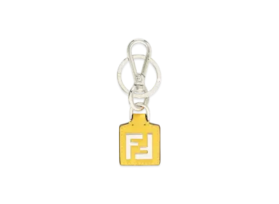 FENDI FF Squared Key Ring FF Canvas and Leather "Yellow"
