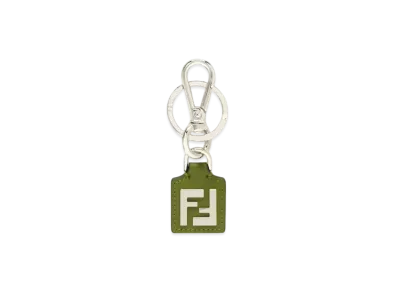 FENDI FF Squared Key Ring FF Canvas and Leather "Green"