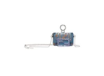 FENDI Nano Baguette FF Jacquard Velvet Charm "Light Blue"