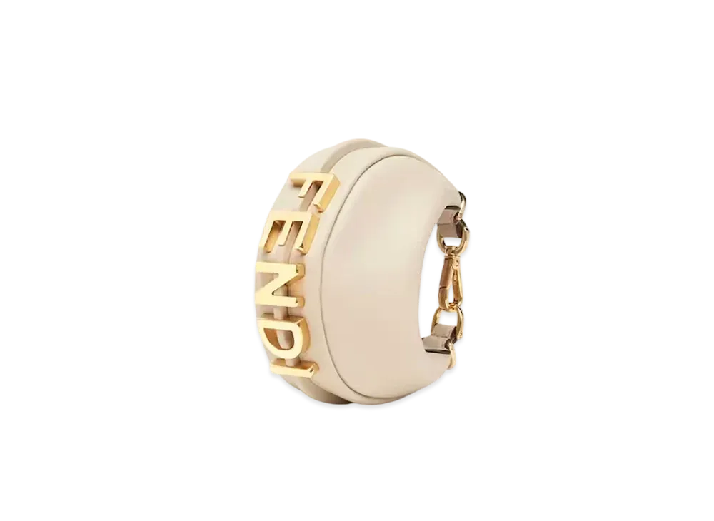 FENDI Nano Fendigraphy Leather Charm "Beige"
