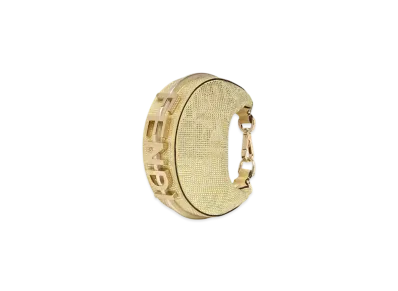 FENDI Nano Fendigraphy Suede Charm with FF in Crystals and Studs "Gold"