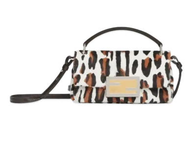 FENDI Baguette Phone Pouch Animal Print Sheepskin "Leopard"