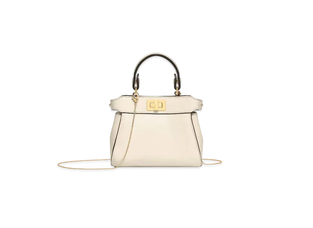 FENDI Nano Peekaboo Camellia Nappa Leather Miniature Bag "White"