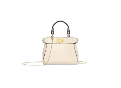 FENDI Nano Peekaboo Camellia Nappa Leather Miniature Bag "White"