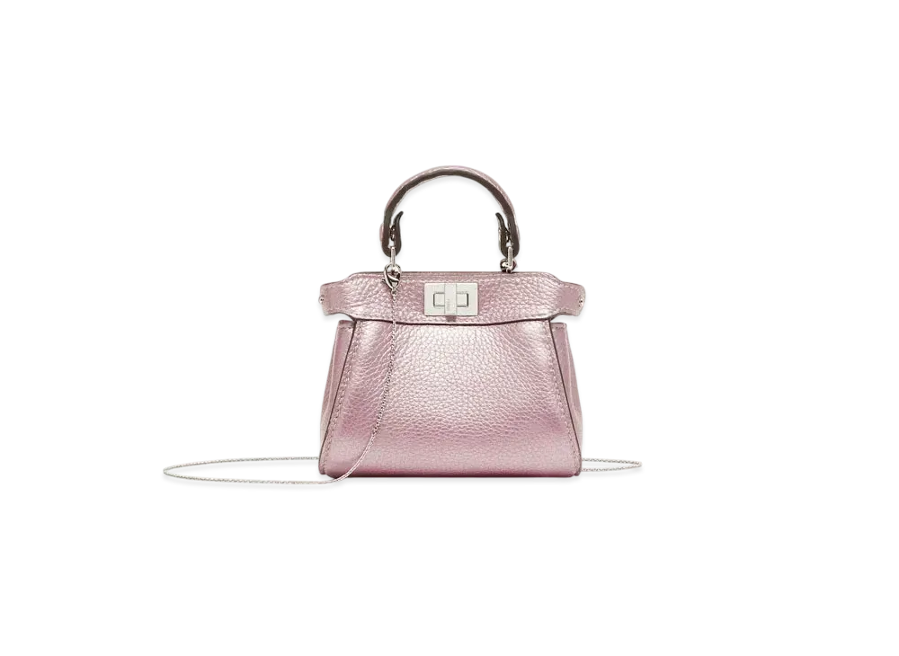 FENDI Nano Peekaboo Metallic Selleria Miniature Bag "Pink"