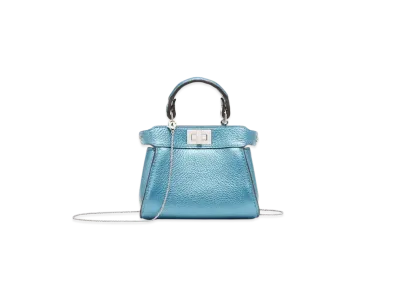 FENDI Nano Peekaboo Metallic Selleria Miniature Bag "Blue"