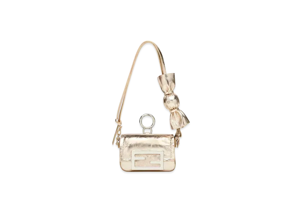 FENDI Nano Baguette Charm Metallic Leather "Gold"