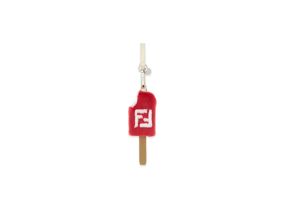 FENDI Shearling And Fur Gelato Bag Charm "Red"