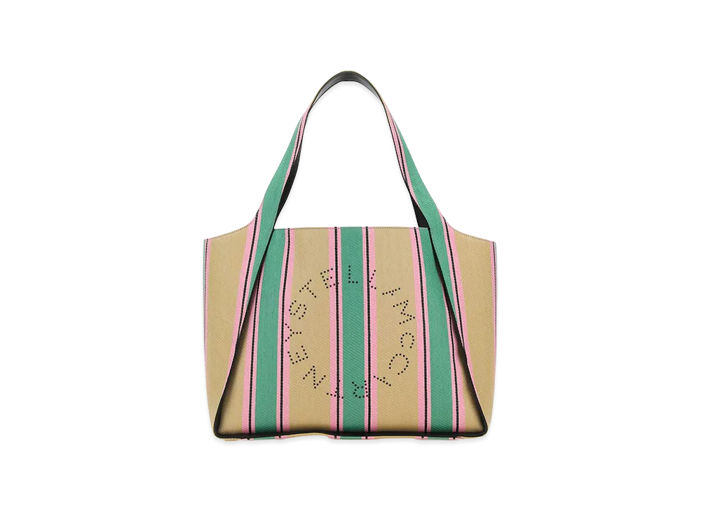 STELLA McCARTNEY Women's Embroidered Raffia Stella Logo Shopping Bag "Multicolor"