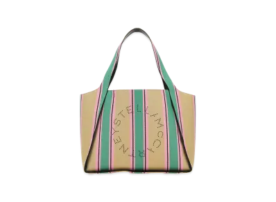 STELLA McCARTNEY Women's Embroidered Raffia Stella Logo Shopping Bag "Multicolor"