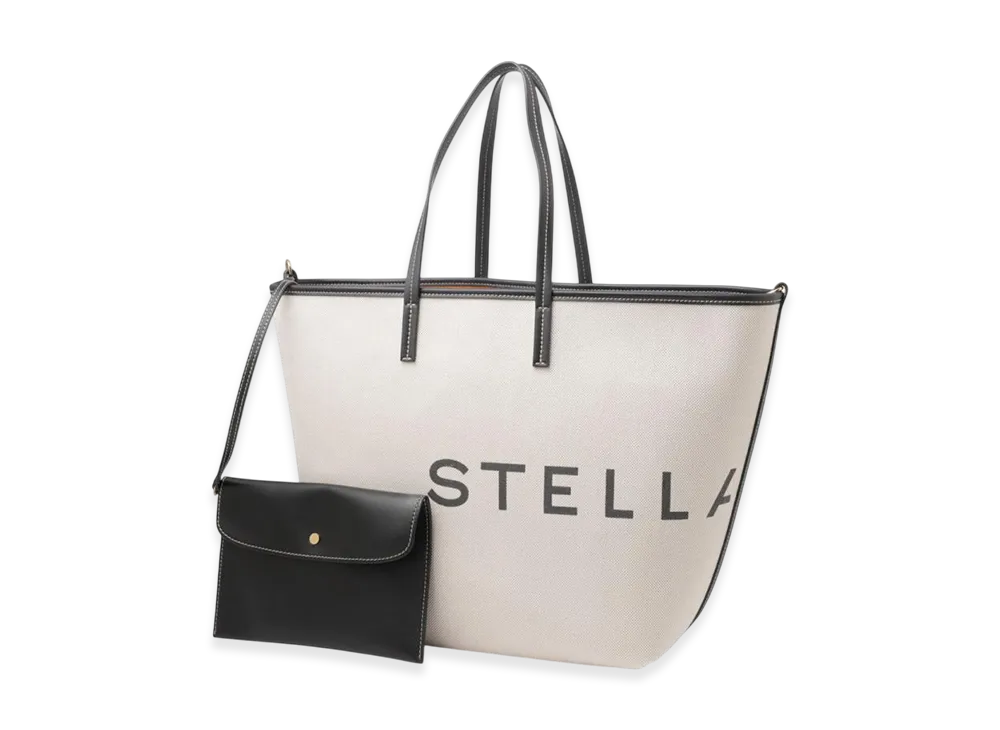 STELLA McCARTNEY Logo Canvas Beach Tote Bag "Ecru"