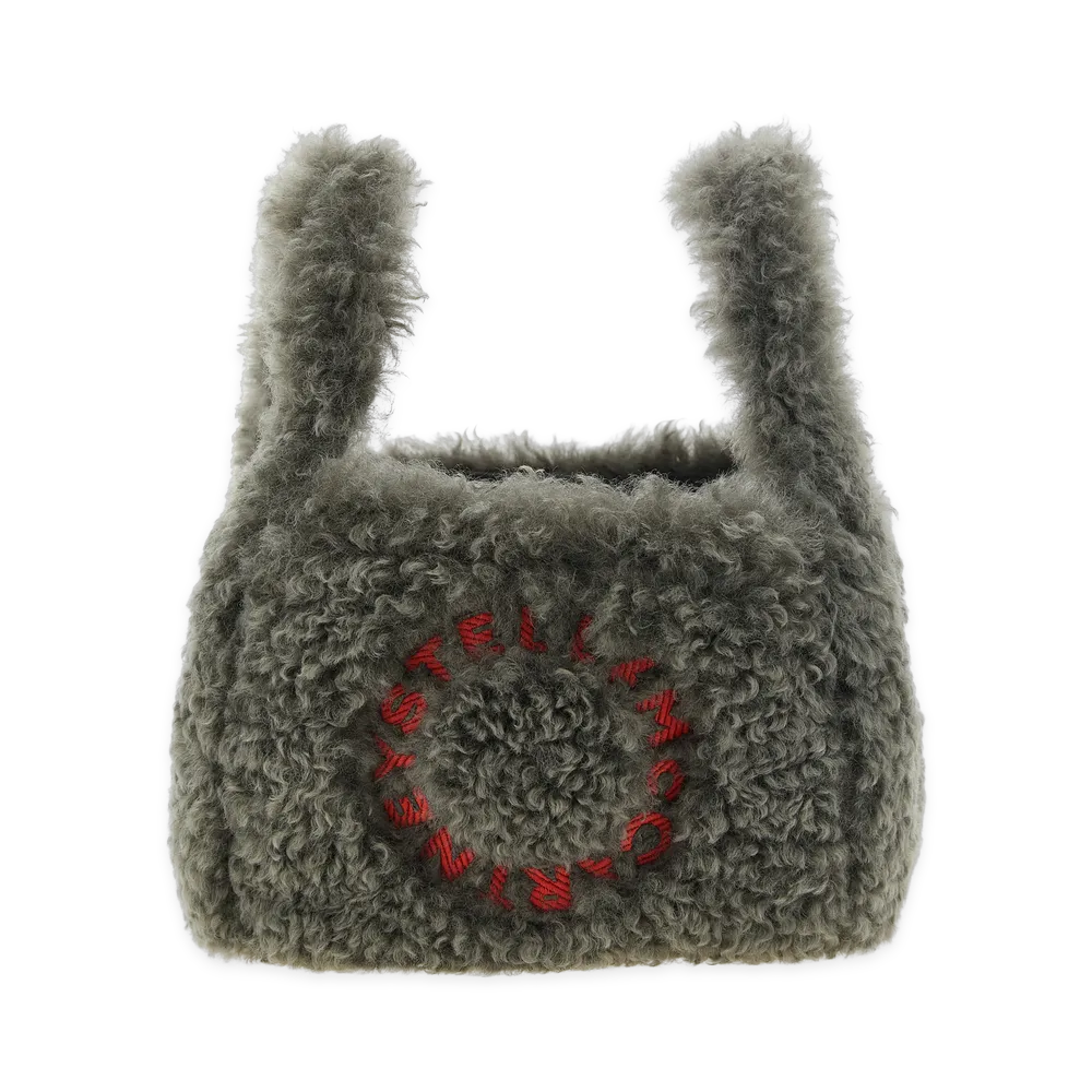 STELLA McCARTNEY Women's Shearling Logo Shoulder Bag "Gray"