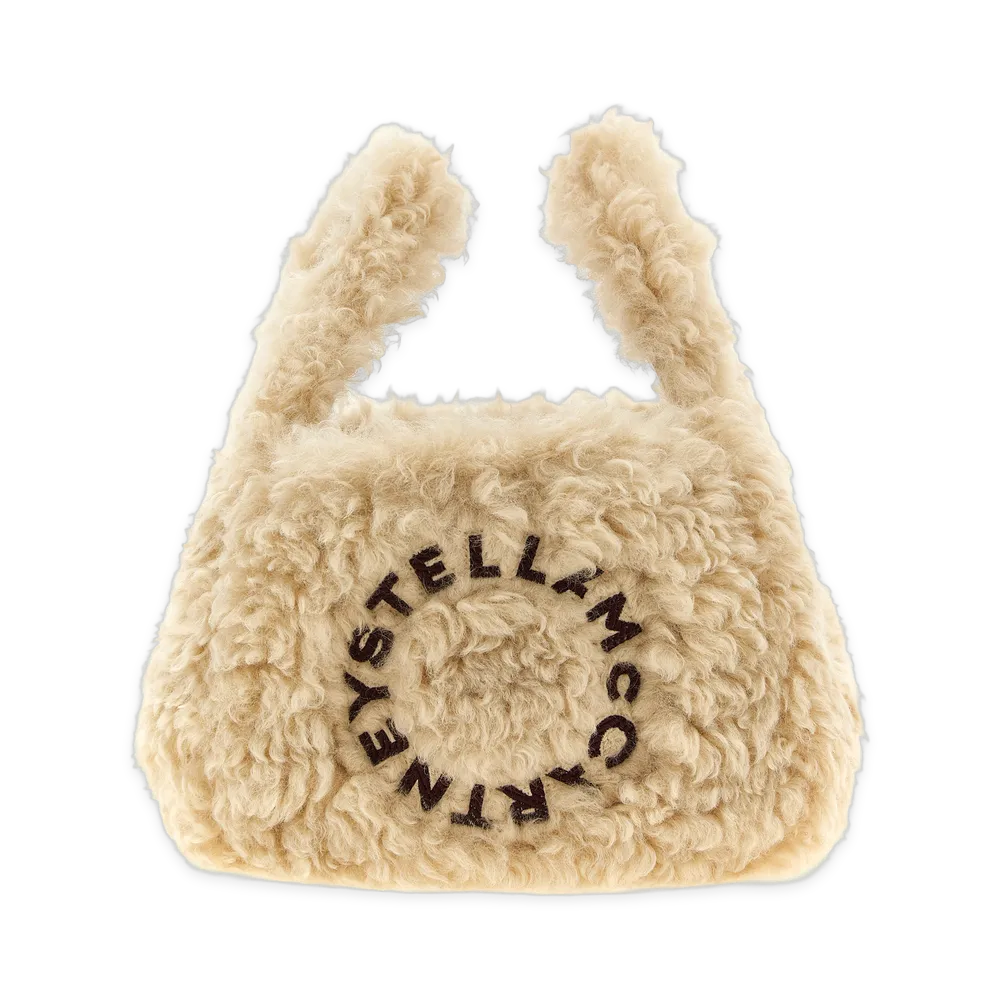 STELLA McCARTNEY Women's Shearling Logo Shoulder Bag "Beige"