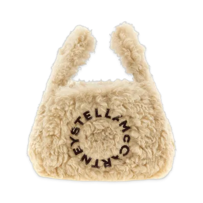 STELLA McCARTNEY Women's Shearling Logo Shoulder Bag "Beige"